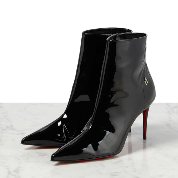 Christian Louboutin Sporty Kate Patent Leather Pointed Toe Boots Black 40 - Picture 6 of 9